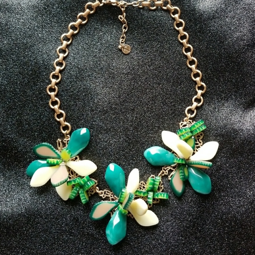 Vintage Ornate green and blue green choker